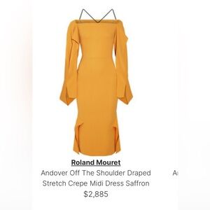 Roland Mouret Mustard Long Sleeve Dress size 8 NWT